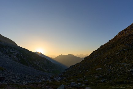Sonnenaufgang bei der Edelrauthütte, Zillertaler Alpen