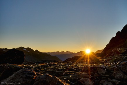 Stubaier Alpen, Sonnenuntergang bei der Siegerlandhütte